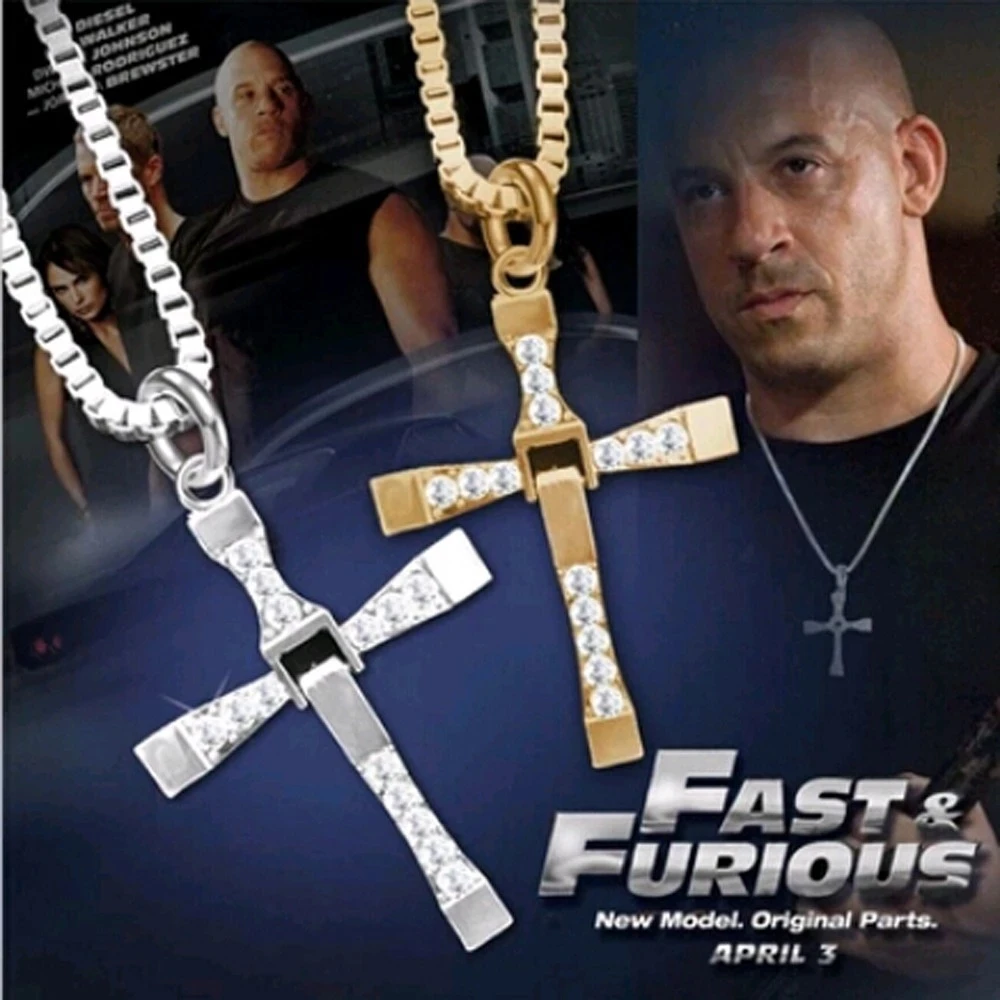 Fashion Male Necklaces & Pendants Fashion Movie Jewelry The Fast and The Furious Toretto Men Classic Cross Pendant Necklace