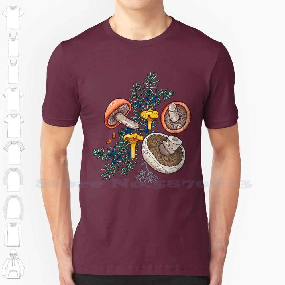 Dark Dream Forest-Camiseta 100% algodón puro, hongo, Chanterelle, Portobello, flete, ostra, trufa, Maitake, Enoki, Boletus, Botanical