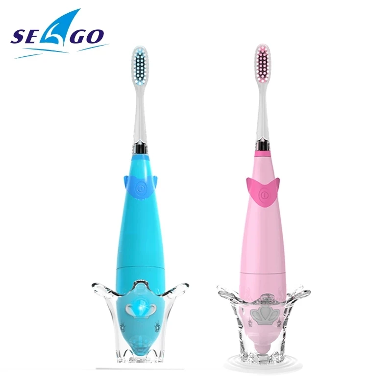 SEAGO Electric Toothbrush for Children Sonic Toothbrush Kids Musical Dolphin Shape LED Light 2 Minutes Remind Teeth Brush EK7