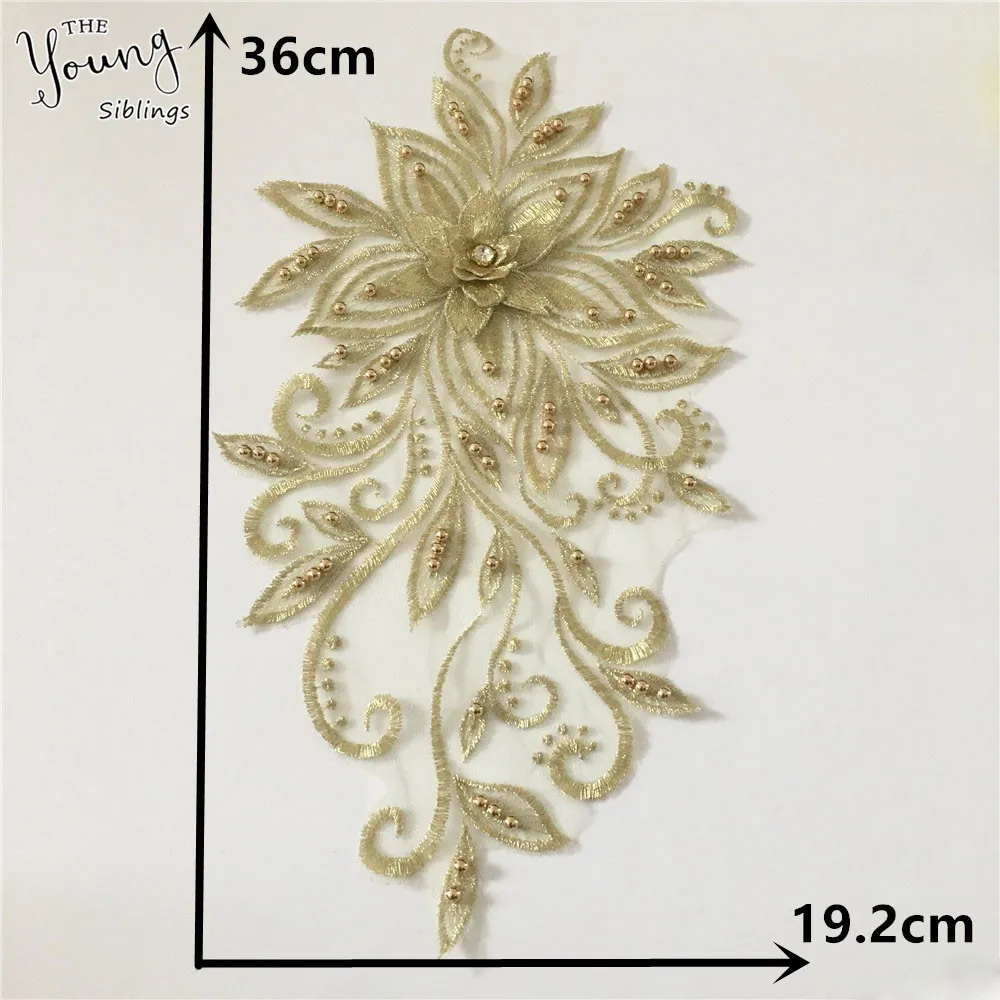 3D flower application ABS pearl Lace collar DIY Rhinestone Lace fabric laces Embroidery craft materials Dress Sewing accessories