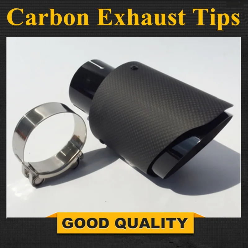 

Car Glossy Carbon Fiber Muffler Tip Exhaust System Pipe Mufflers Nozzle Universal Straight Stainless Silver