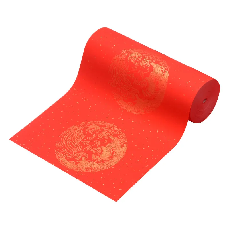 

Rolling Chinese Spring Festival Couplets Red Xuan Paper Calligraphy Paper Red Xuan Paper with Traditional Pattern Rijstpapier