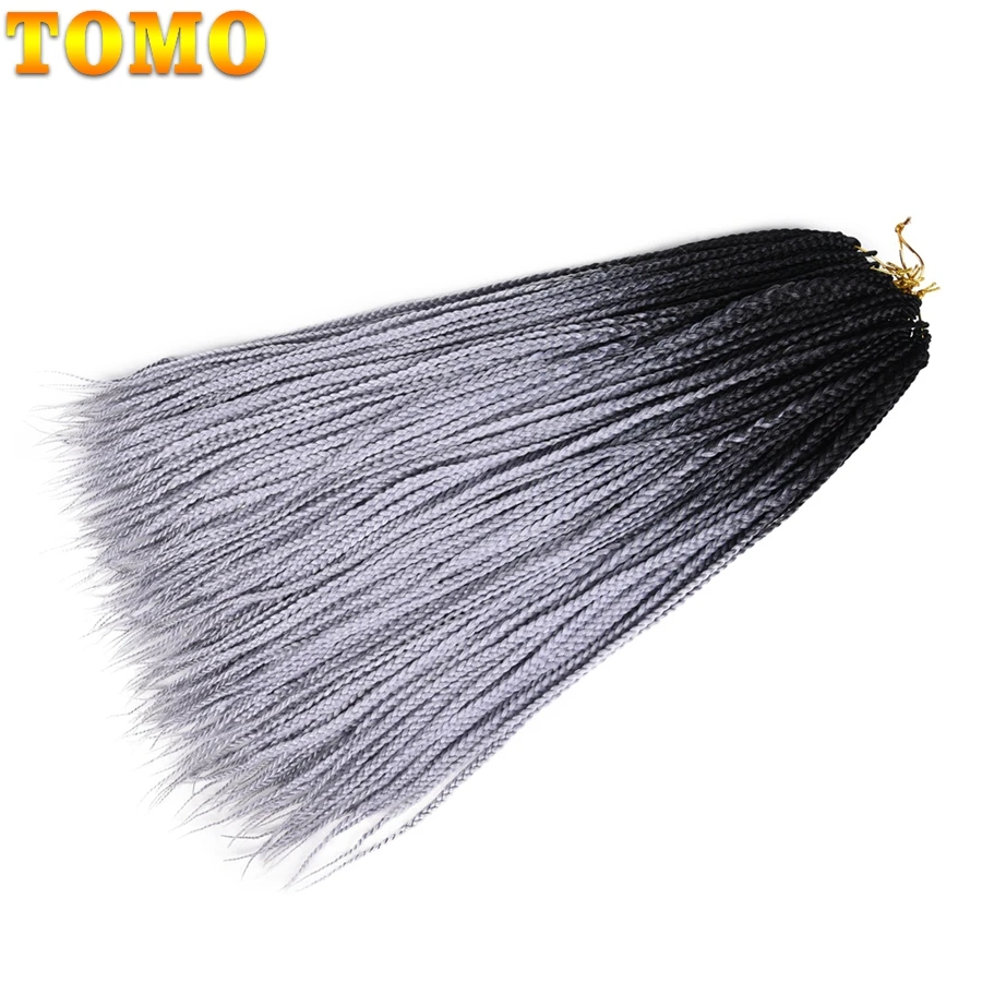 TOMO 24นิ้วยาวสีสันกล่อง Braids โครเชต์ Synthetic Hair Extensions เส้นใย Ombre สีน้ำตาลสีชมพู22 Strands/แพ็ค