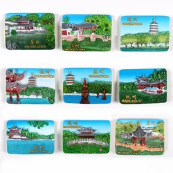 Country Suzhou Hangzhou Magnetic Stickers Magnetic Refrigerator Refrigerator Magnets Resin Relief Tourism Special Souvenirs