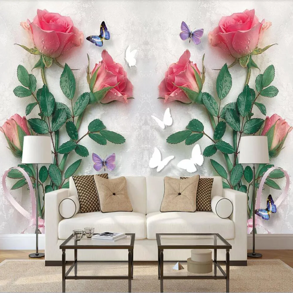 

Milofi custom 3D wallpaper mural hand-painted 3D embossed rose living room bedroom wall decoration wallpaper mural