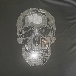 Skull Patch,Iron On Transfers for Clothing, Garment Sticker, Hotfix Rhinestones, Crystal, Heat Transfer Design, 1Pc