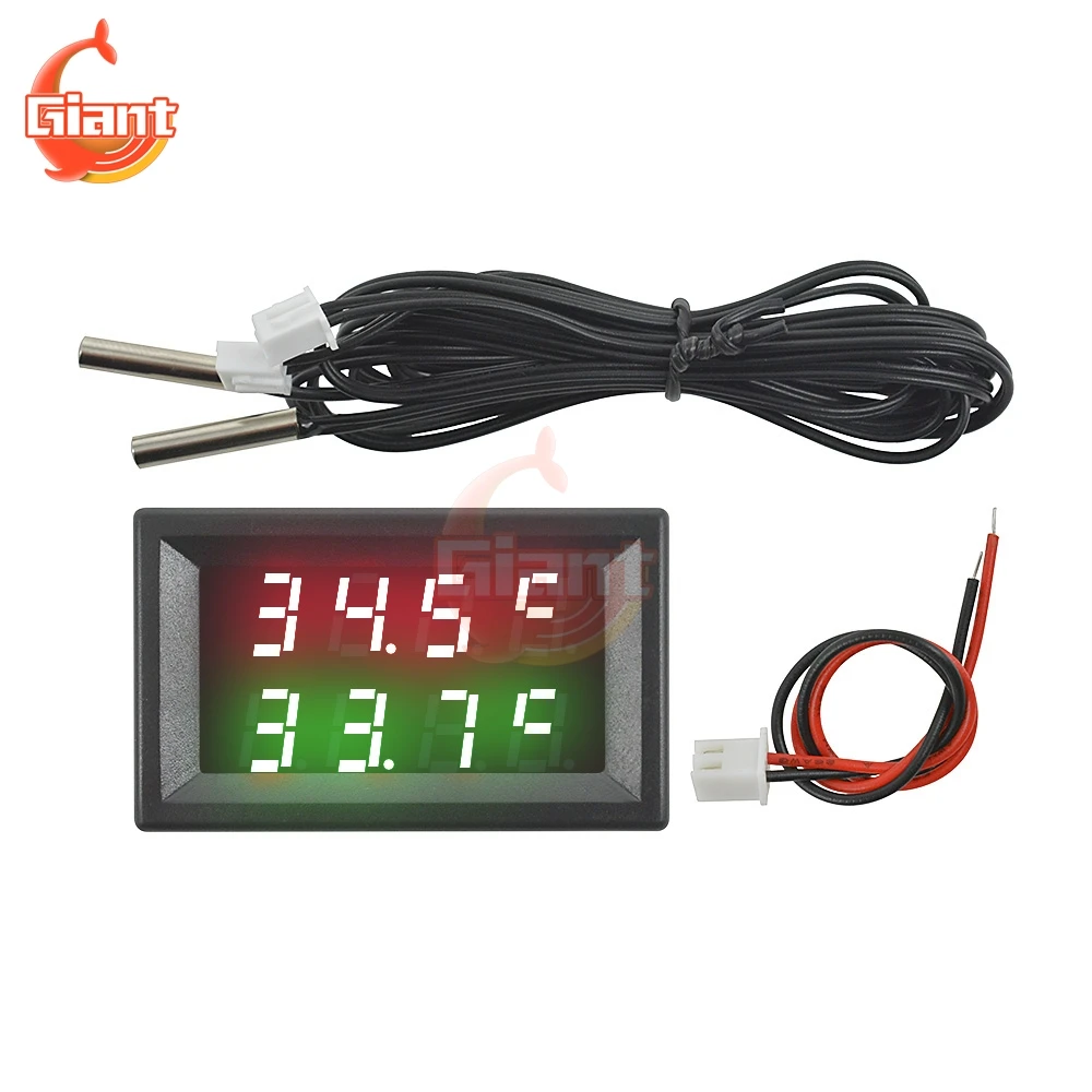 Termómetro Digital LED de doble pantalla, controlador NTC, impermeable, Sensor de temperatura, probador para acuario y coche, DC 5V, 12V, 24V, 4