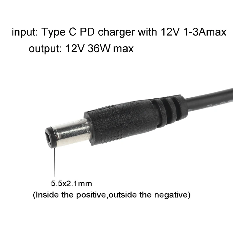 36W USB typu C C PD do 12V 2.5/3.5/4.0/5.5mm konwerter kabel Adapter przewód do Router wi-fi laptopa światła LED kamera telewizji przemysłowej