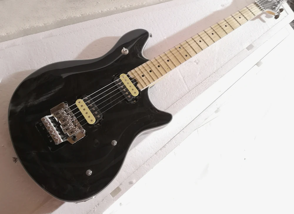 Factory Outlet-6 Strings Glossy Black Electric Guitar with Humbuckers Pickups,Maple Fretboard