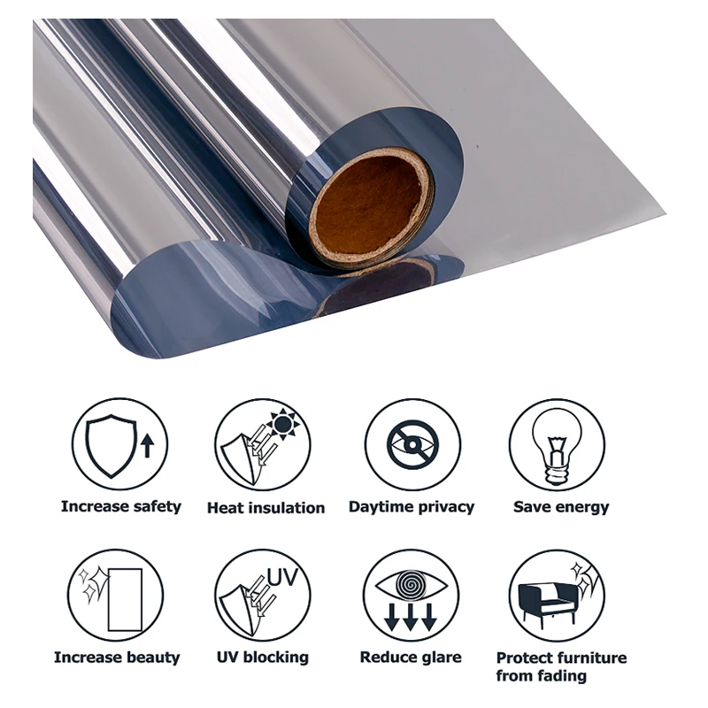 

Серебряная оконная пленка Sunice 1,52x20 м, односторонняя зеркальная тонировка солнечной энергии, изоляционные наклейки с УФ-защитой, самоклеящиеся