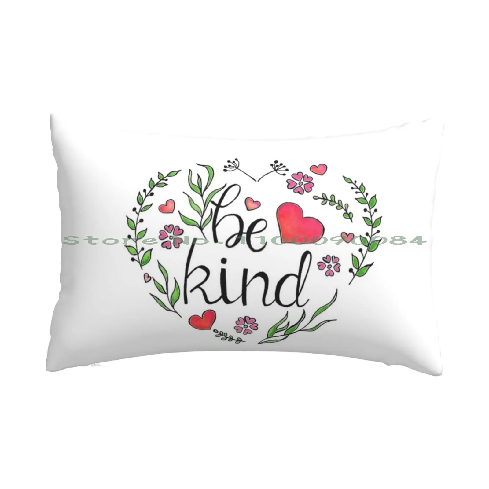 Be Kind Cute Floral Sticker With Hearts Girly Watercolor Plants Pillow Case 20x30 50*75 Sofa Bedroom Morgiana Anime The