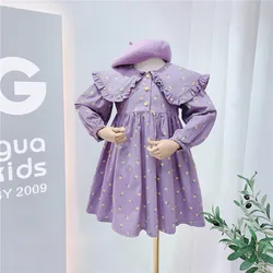 Spring Autumn Baby Girl's Cute Floral Print Dress Children Fashion Party Dress Kids Infant Clothes