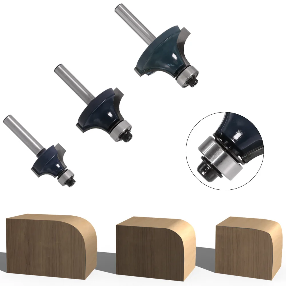Fresa de haste 1/4 "1/4mm, escultura em madeira, canto redondo, broca de roteador com rolamento para trabalho em madeira, carboneto de tungstênio, 1 peça