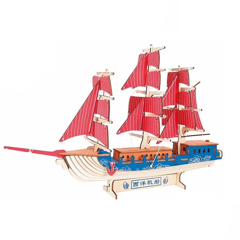 

candice guo! wooden toy 3D puzzle hand work DIY assemble game sailing series European sailing ship boat birthday Christmas gift