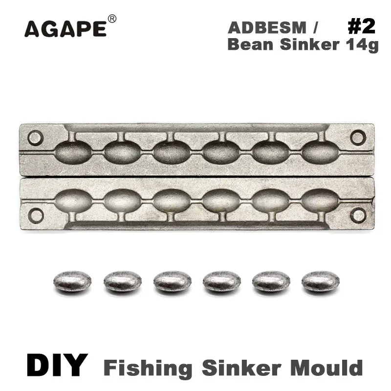 Agape DIY Fishing Bean Sinker Mould ADBESM/#2 Bean Sinker 14g 6 Cavities Fishing Accessories Wedkarstwo Wyprzed Karpiowe Karper