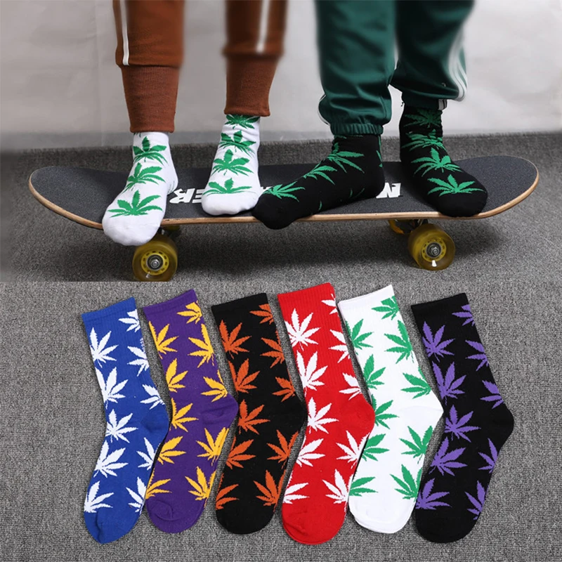 Maple Leaf Socks Men\'s and Women\'s Cotton Socks South Korea Harajuku Style Skateboard Socks Ford