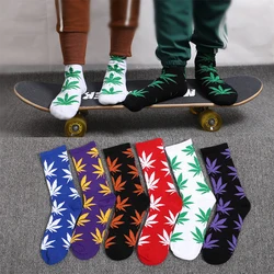 Calcetines de algodón con diseño de hoja de arce para hombre y mujer, medias de estilo Harajuku, Skateboard, Corea del Sur, Ford