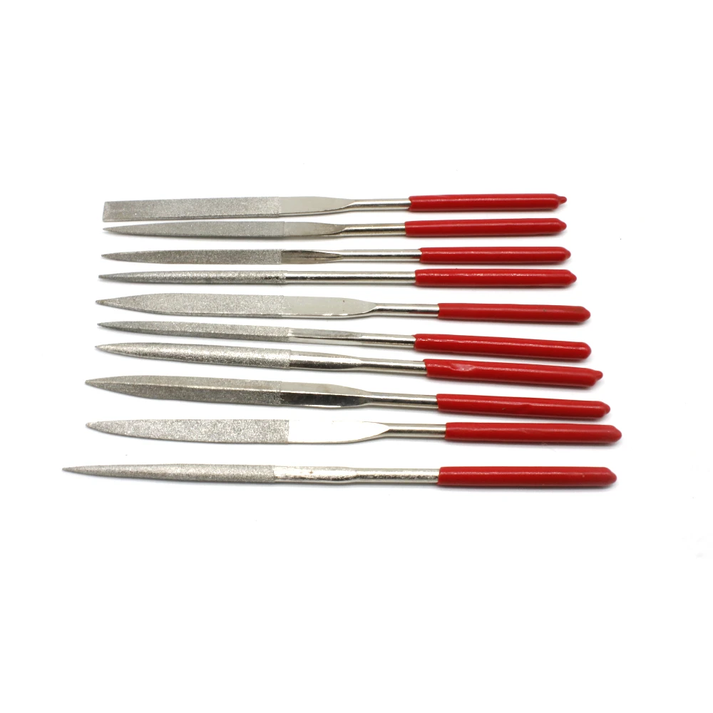 10pcs Diamond Needle File Set Hand Tools for Ceramic Glass Gem Stone Metal Jeweler Wood Carving 5 x180mm