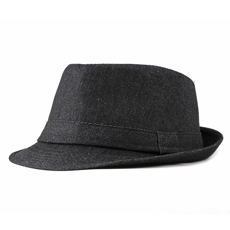 Man Classic Spring Summer Outdoor Leisure Fedoras Hat SolidDenim British Retro Style Jazz Banquet Hat Party Formal Occasion