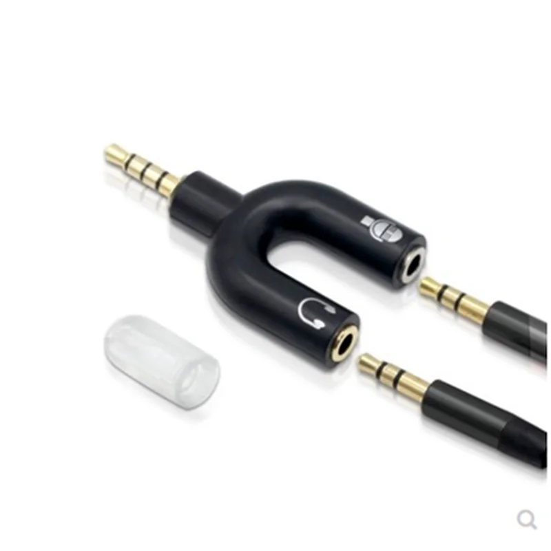 Earphone Connector Converter 3.5mm Stereo Adaptor Splitter Audio to Mic & Headset Jack Plug Adapter For Mobile Phone Tablet PC