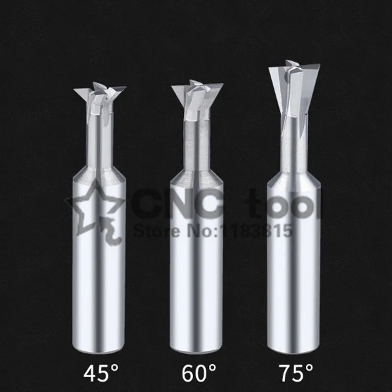 HRC60 TiCN Coated Solid Carbide Dovetail Milling Cutter End Mill 3 4 5 6 8 10 12 14 16 20mm*45/60/75Degree Alloy Straight Shank