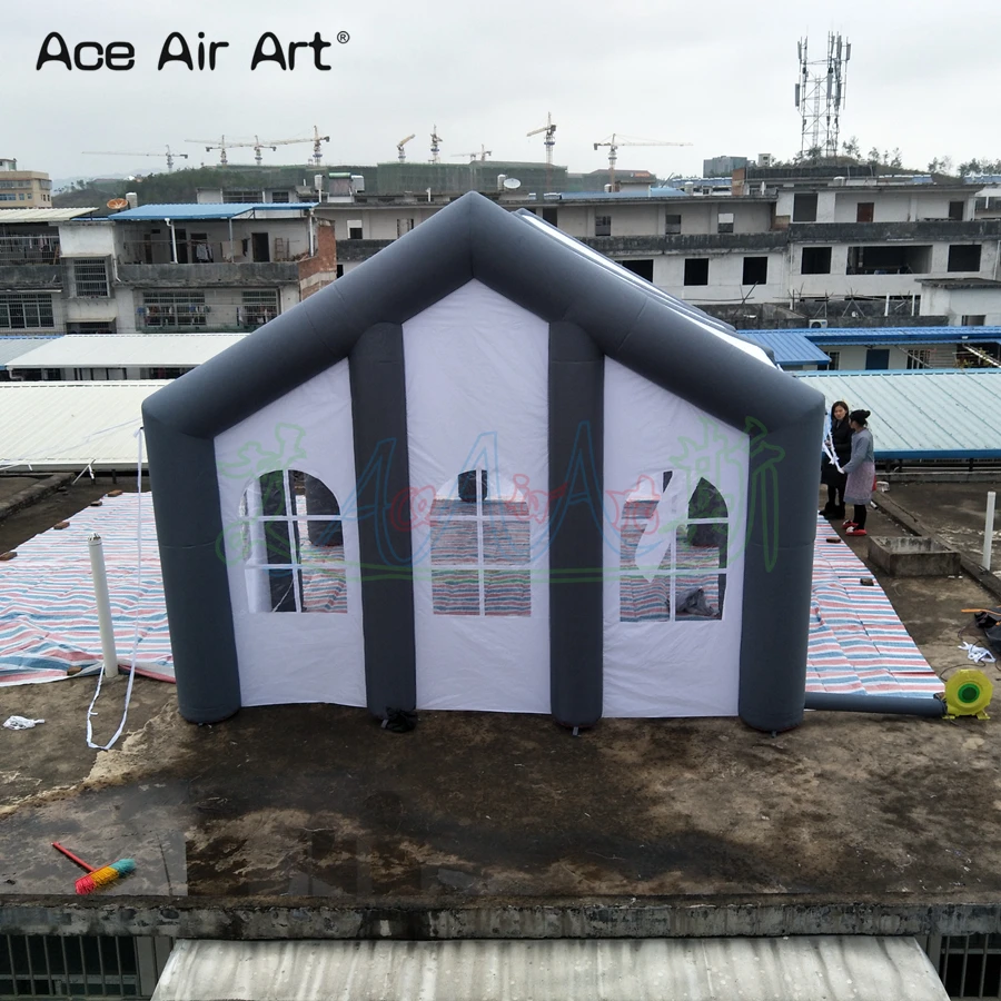 High Quality Stock Large Inflatable Wedding Tent With Gray Pillar For Outdoor Party/Exhibitions /Camping Made By Ace Air Art