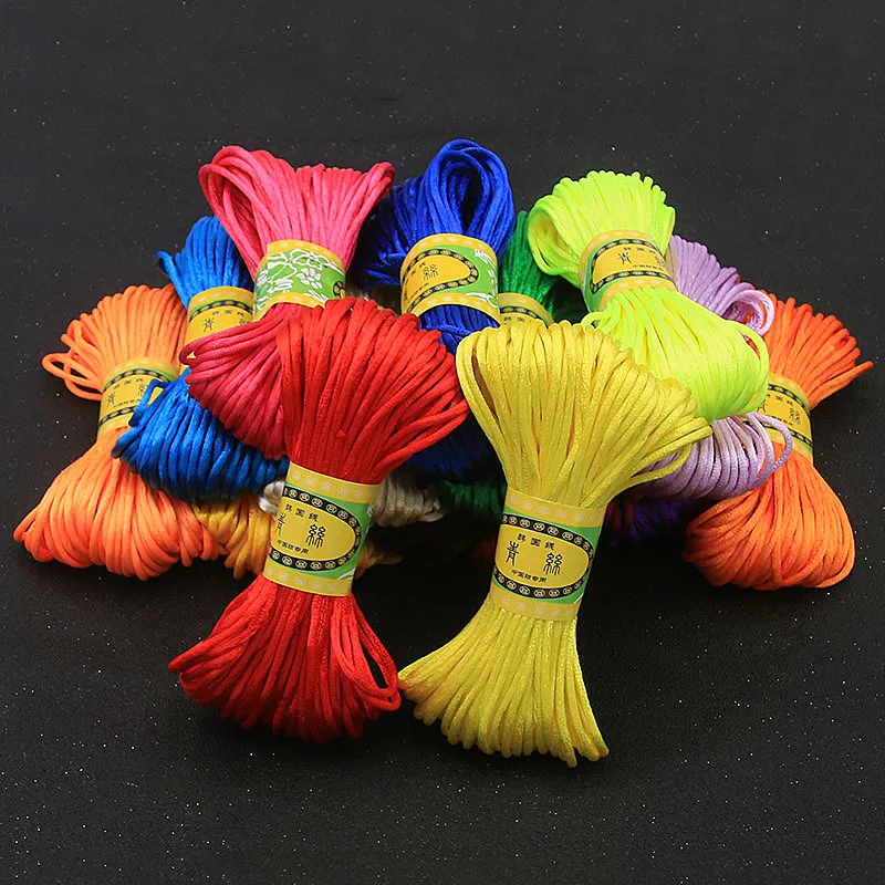 20 Meter 2mm 25 Farbe Chinesischen Knoten Moos Schnur Rattail Satin Geflochtene DIY Schmuck Halskette NAccessories Woven Materialien