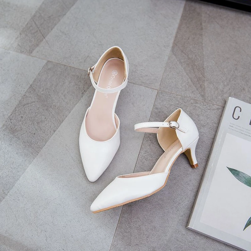 Sandali da donna Crystal Queen tacchi alti estivi décolleté bianchi Mary Janes scarpe da donna per il tempo libero taglie forti 42