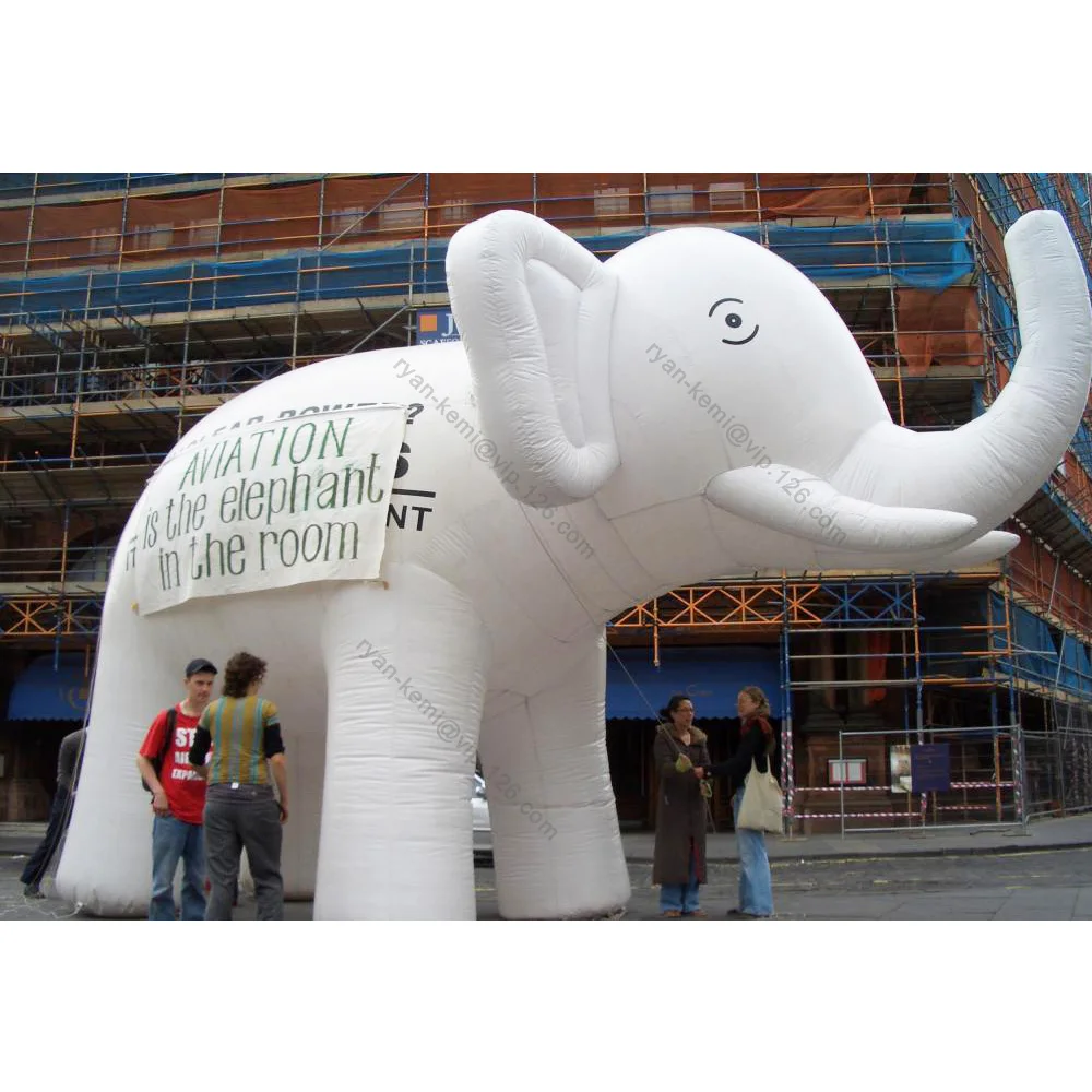 

Inflatable Elephant Balloon Giant White Air Blow Up Large Animal Mascot Cartoon Figure With Logo Advertising Promotion Display