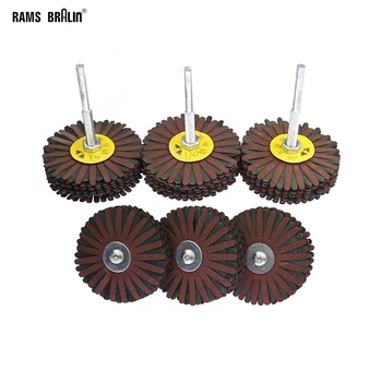 1 pezzo 80*6mm albero montato carta vetrata filo ruota lucidante spazzola abrasiva radiale per legno finitura superficiale irregolare