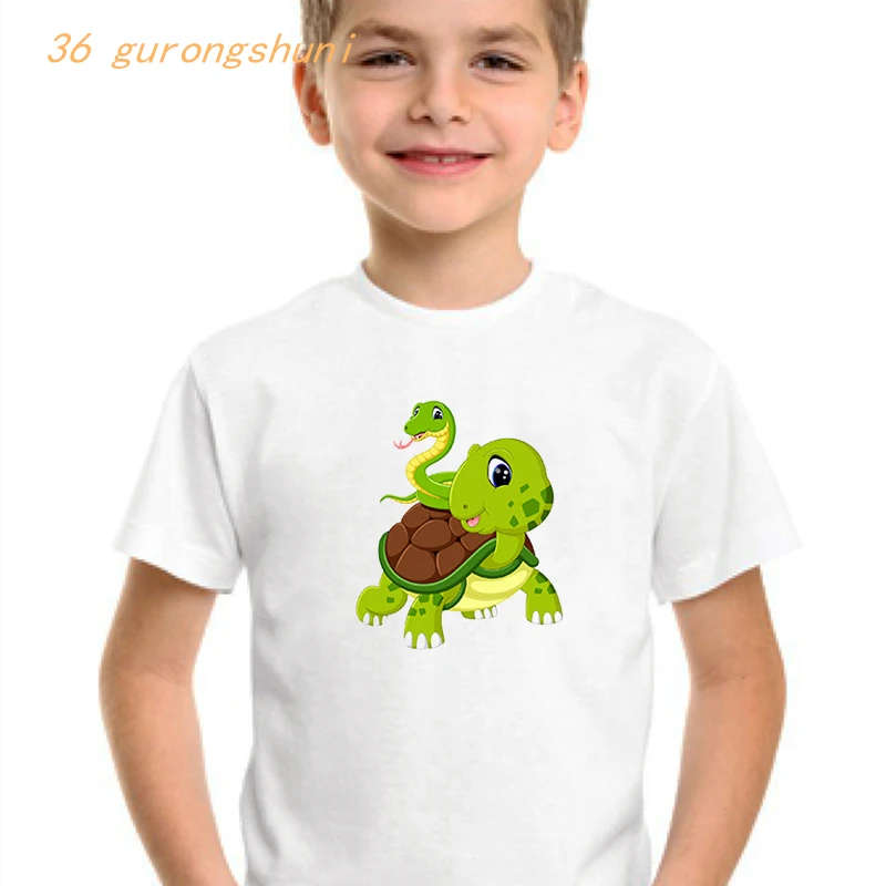 funny cartoon t shirt for girls tshirt girl t-shirts kids clothes children boys-clothing animal snake turtle graphic t shirts