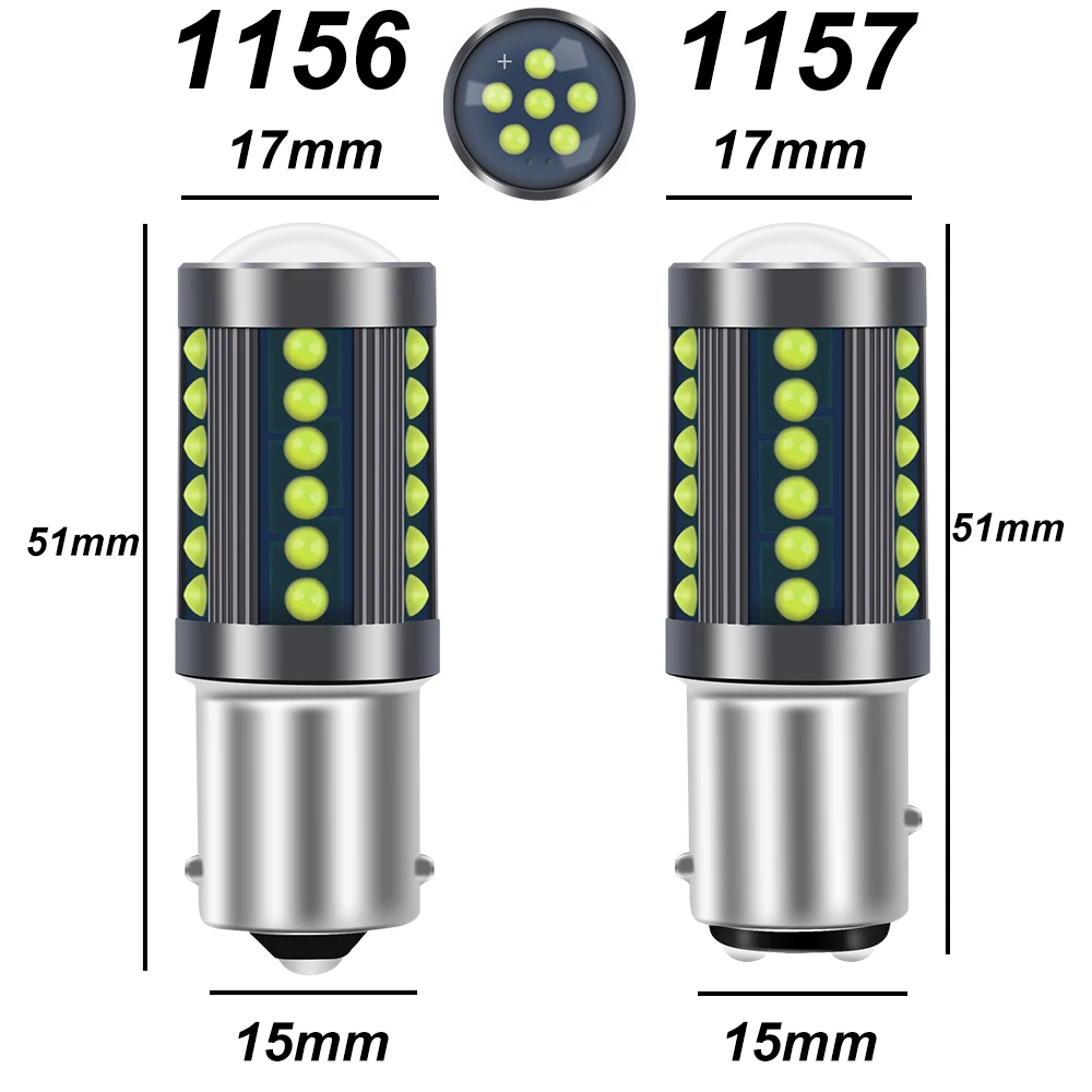 2PCS 1156 BA15S P21W S25 7506 1157 LED Bulbs High Power 36pcs COB SMD Super Bright 1000LM Replace For Car Reversing Light White