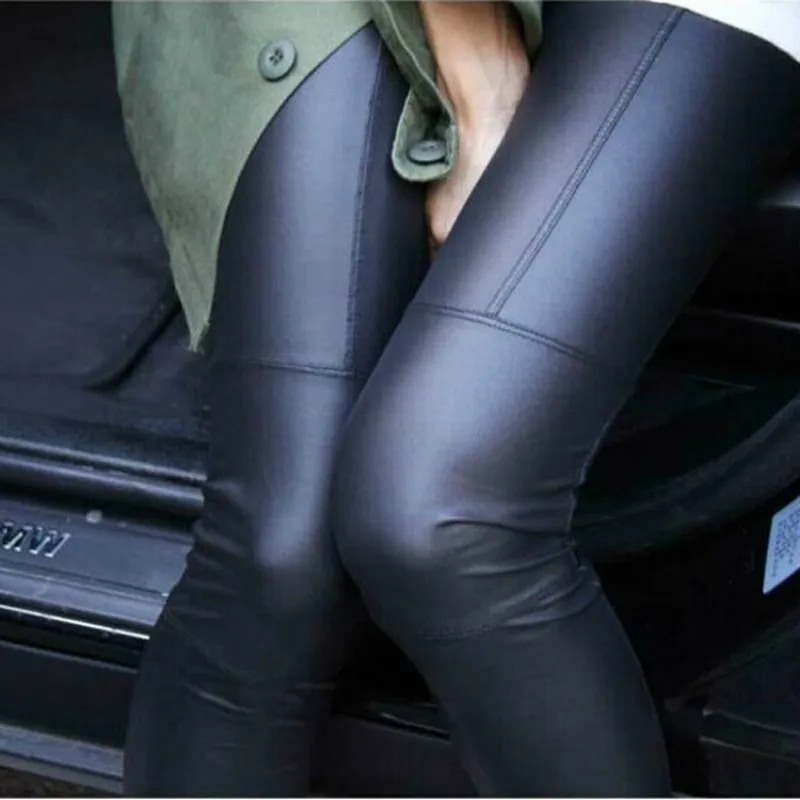 2020 Women Spring Summer  Leggings Outer Wear Stitching Matte Imitation Leather Small Foot Slim figure Female trousers M-XXL