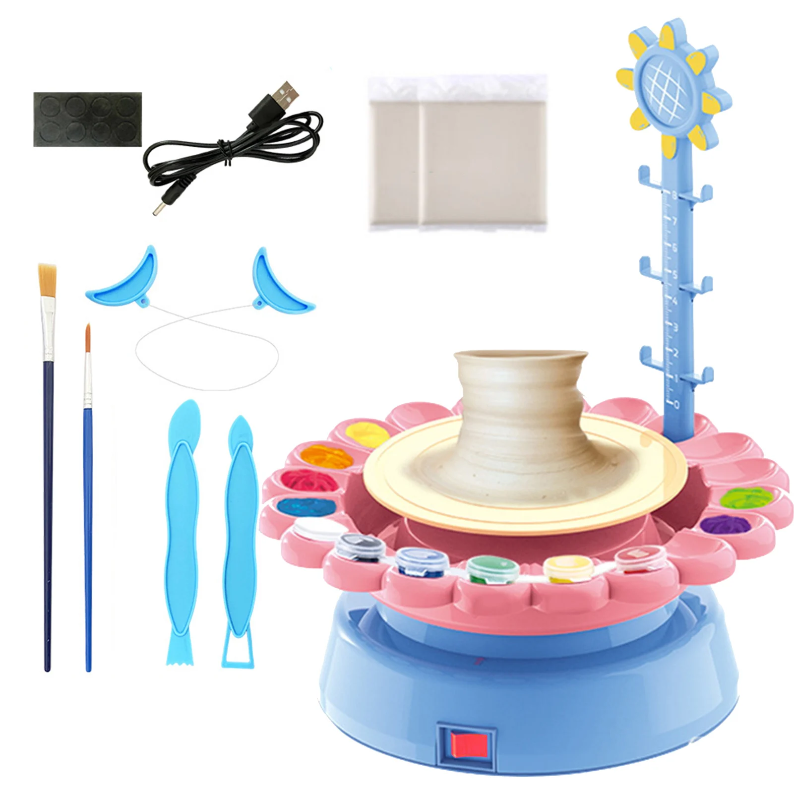 Electric Pottery Wheel Craft Paint Palette Set  Art Craft Kit Arts and Crafts Kids Toys Pottery Forming Machine Educational Toy