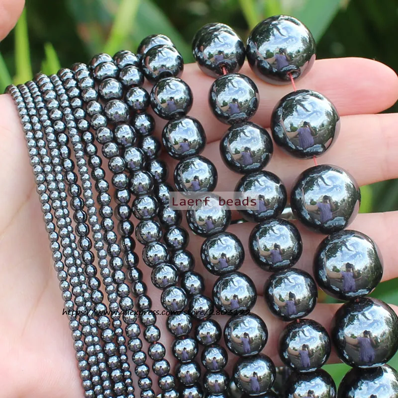 Very Shining ! Natural Hematite Smooth Round 2-16mm Loose beads, For DIY Jewelry making !