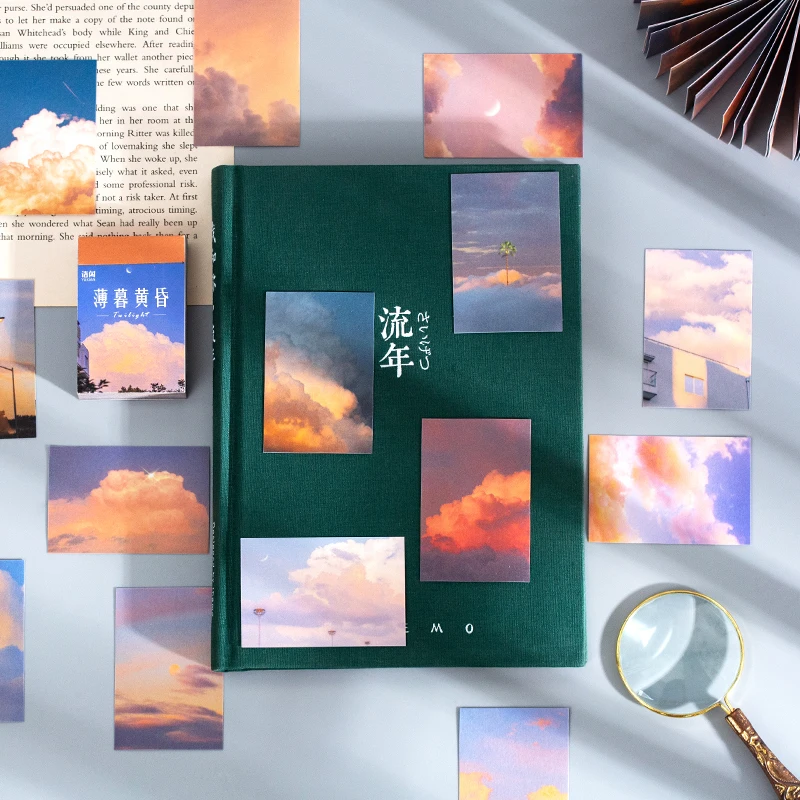 50 pcs INS Landscape Deco Stickers Sky Clouds Moon Dusk Bullet Journaling Accessories Color Stickers Aesthetic Korean Stationery