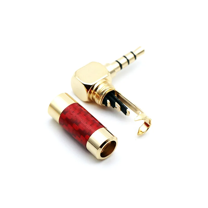 ขายส่งมุมคาร์บอนไฟเบอร์อะแดปเตอร์แจ็ค3.5มม.สเตอริโอ4ขั้วชายปลั๊กลวดทองคำขั้วต่อสำหรับ6มม.