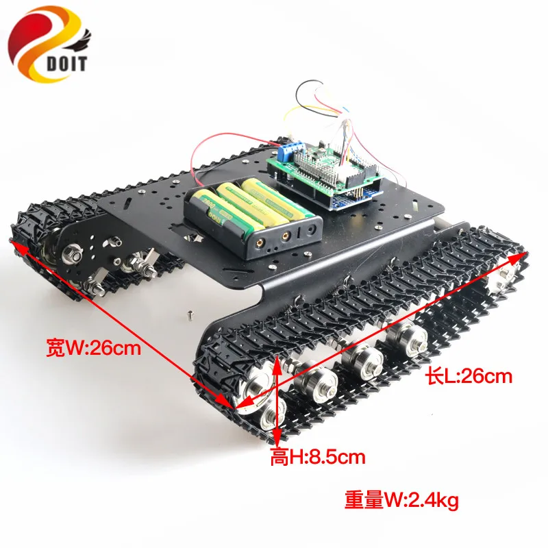 SZDOIT Wifi/Bluetooth/Handle Control Metal Tracked Tank Chassis Kit Shock Absorbing Crawler RC Robot 8KG Load DIY For Arduino