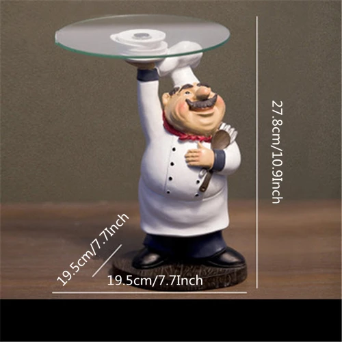 Resin Hand Lifting Tray Chef Figurines Creative Living Room Decrations Fruit Storage Restaurant Ornaments For Home