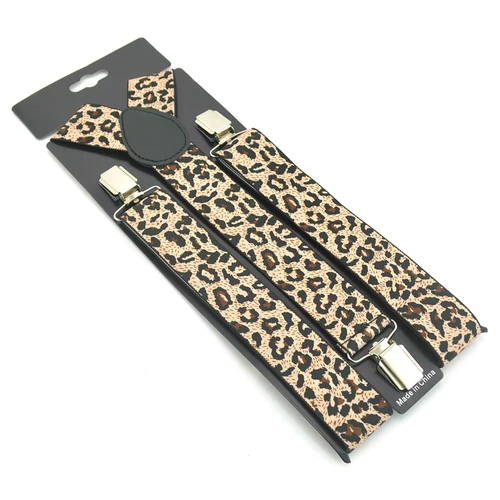 Tirantes con estampado de leopardo para hombre Y mujer, tirantes elásticos de 3,5 cm de ancho, correa trasera en Y, tirantes Unisex de buena calidad, venta al por mayor