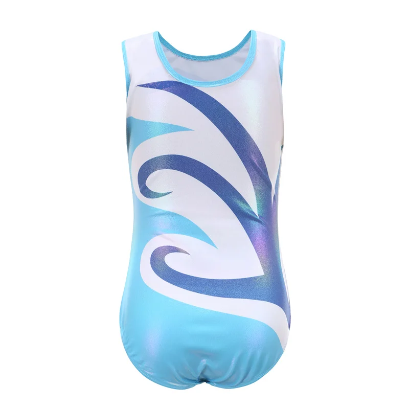 Hot Sale High Quality Fashion Shiny Sleeveless Rhinestone Pink Blue Purple Kids Girls Gymnastics Leotards