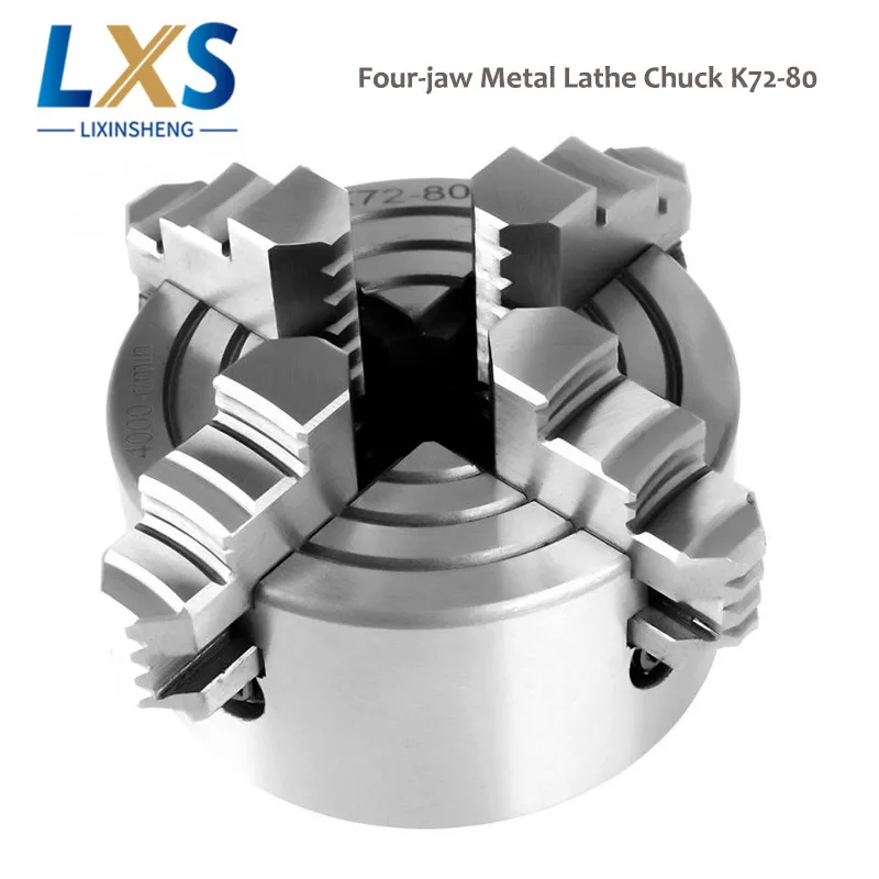 

K72-80 4 Jaw 80mm Lathe Chuck Independent Reversible Manual Chuck Turning Machine Tools Lathe Accessories