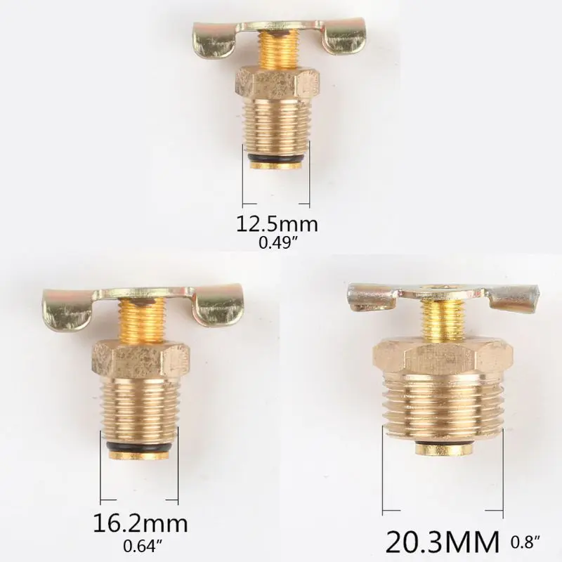 NPT 1/4 "3/8" 1/2 ''Kuningan Padat Katup Pembuangan Kompresor Tangki Udara Port Fitting Petcock Air Pembuangan Katup Penggantian Bagian