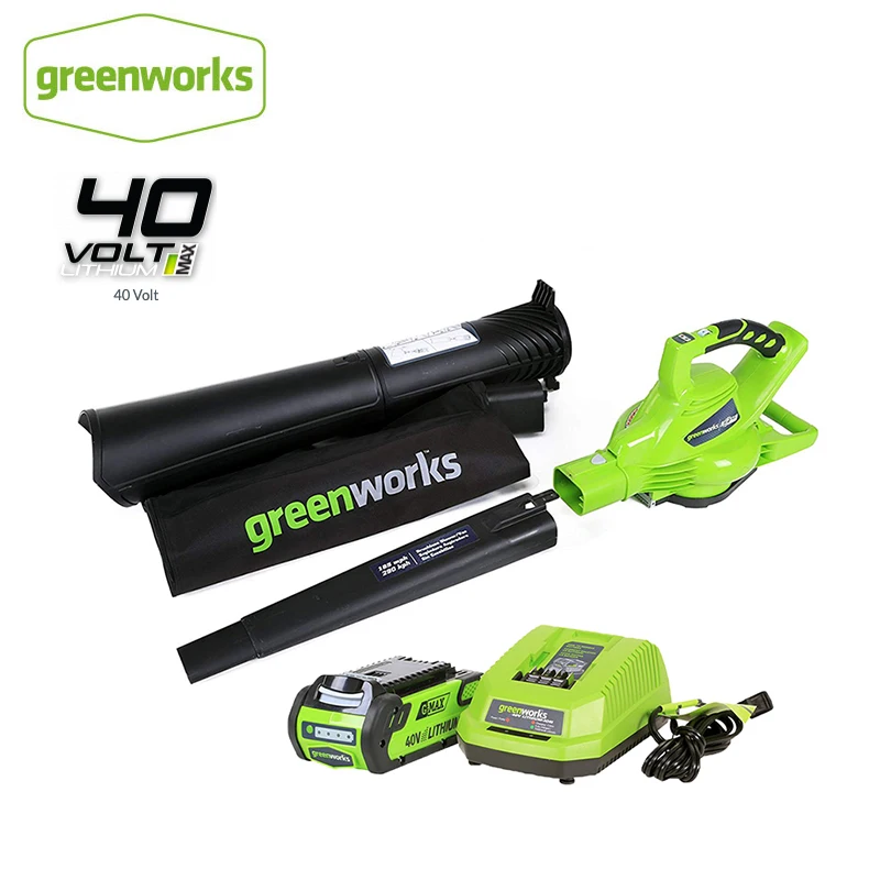 greenworks jardim ao ar livre digipro g max 40 v variavel sem fio velocidade185mph ventilador vaccumm com carregador de bateria 4ah retorno livre 01