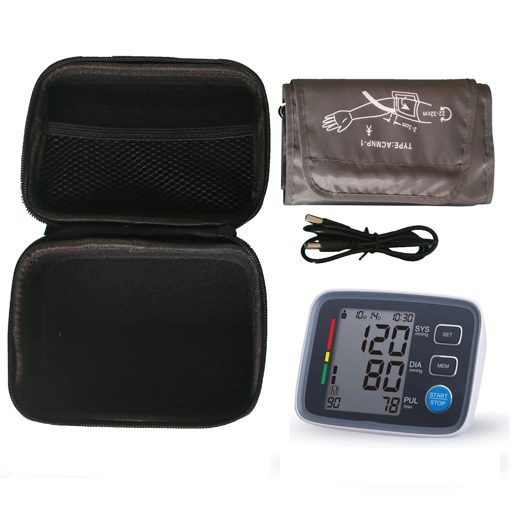 Home Health Care Digital Lcd Upper Arm Blood Pressure Monitor Heart Beat Meter Machine Tonometer Electronic BP Monitor