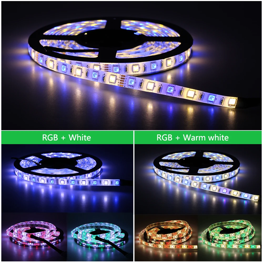 5M 5050 LED Strip DC12V RGB / RGBW / RGBWW Flexible Light Tape 300 LED RGB Strip LED set + Remote Control + Adaptor Daya