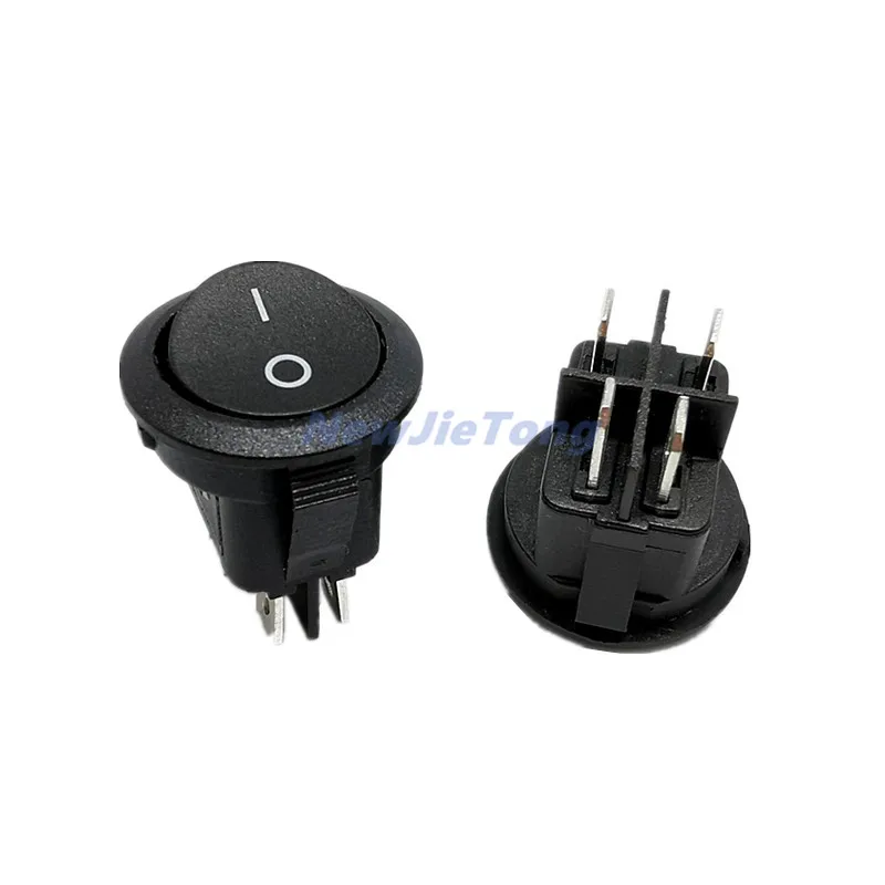 5pcs KCD1 224N Round Rocker Switch Black 4Pins 6A 250V/10A 125VAC Boat Switch Snap-in SPST ON OFF Rocker 2 Position Switch