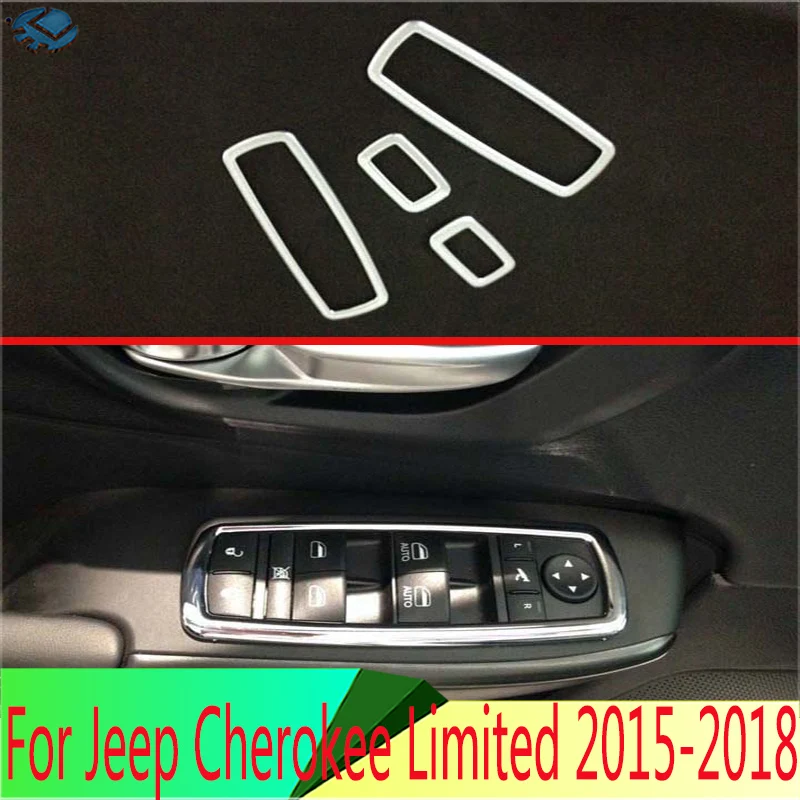 For Jeep Cherokee Limited 2015-2018 Car Styling Accessories ABS Chrome Matte Glossy Door Window Armrest Cover Switch Panel Trim