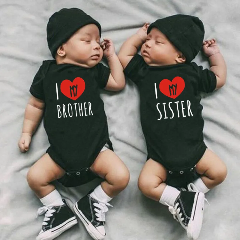 New I Love My Sister Brother Baby Bodysuit Soft Cotton Baby Girl Clothes Newborn Baby Romper Outfits Body Baby Onesies Wear