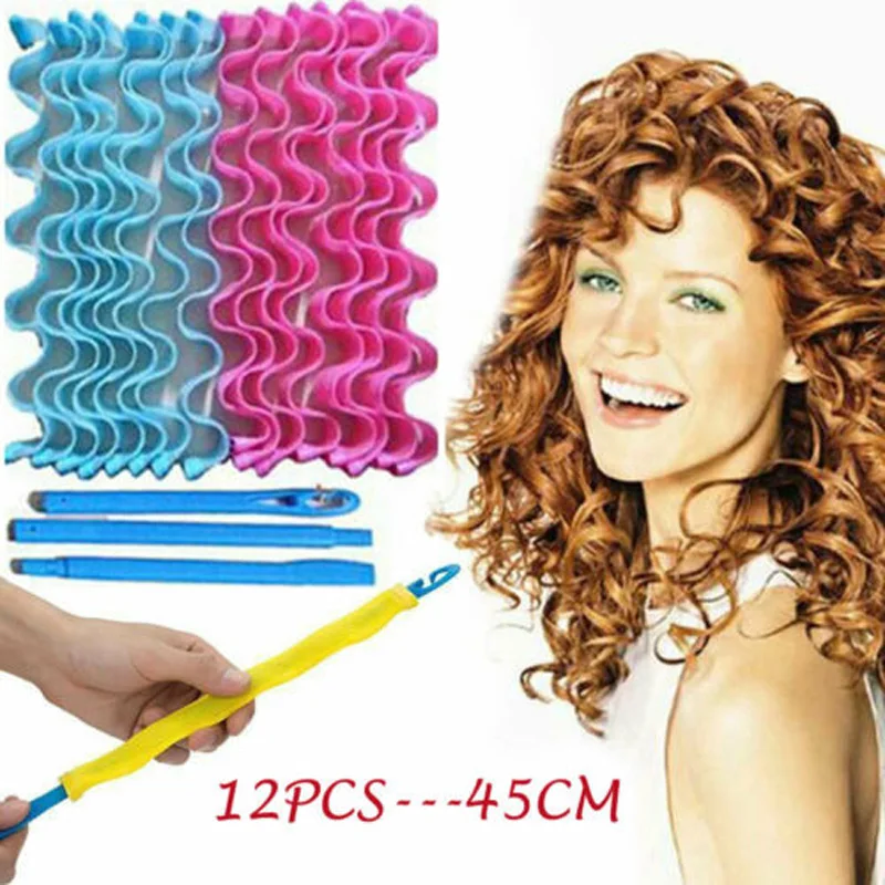 12Pcs Hair Rollers DIY Curlers Curls Magic Twist Styling Tools Random Color